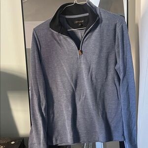 Banana Republic Men's Heathered Blue Zip-Up Sweater